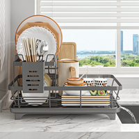 Égouttoir à vaisselle multifonctionnel détachable en acier double couche durable avec supports de rangement, étagère de rangement de cuisine pour évier