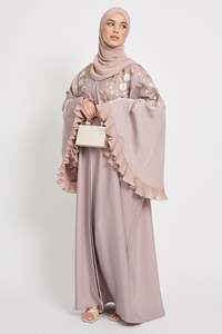 Abaya LEDUO Personalizada, Elegante, Casual, con Bordado Floral y Mangas con Volantes, Estilo Dubái, para Mujer - Product Image 3