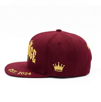 Casquette décontractée en coton, style rétro, bordeaux uni, avec broderie 3D dorée en forme de couronne de raisin, pour hommes et femmes