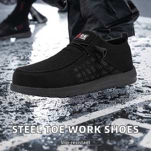 For Unisex Steel Toe Slip-on <b>Sneakers</b> Lightweight Work Shoes Factory Use Safety Walking Anti-Slip Loafers - Product Image 2