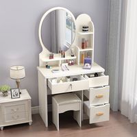 Meuble de chambre moderne, commode pas chère, coiffeuse blanche avec miroir
