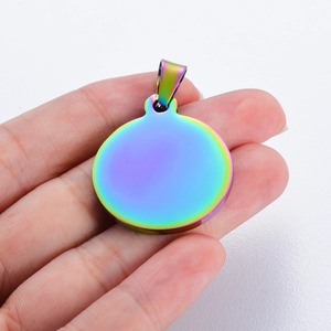 Disco de Identificación Redondo de Acero Inoxidable Pulido a Espejo en 5 Colores al por Mayor |   Colgante DIY en Blanco para Fabricación de Joyas al por Mayor - Product Image 5