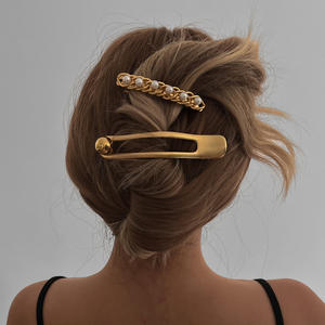 <span class=keywords><strong>Barrette</strong></span> en métal à géométrie dorée vintage, nouveaux <span class=keywords><strong>cheveux</strong></span> de style simple, accessoire décoratif pour <span class=keywords><strong>cheveux</strong></span> pour femmes et filles - Product Image 1