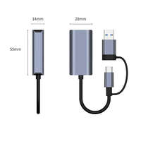 Adaptador USB 3.0 C a RJ45 Gigabit Ethernet de 1000 Mbps, Tarjeta de Red Cableada de Aleación de Aluminio Externa para Portátil, en Stock