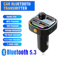 Transmetteur FM C26 pour voiture, double USB Type-C, pour haut-parleur sans fil, lecteur MP3 mains libres, chargeur rapide 3.1A, tension voiture