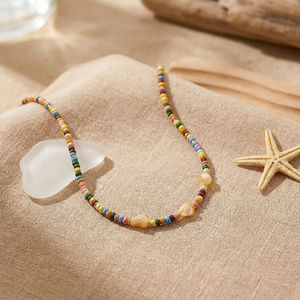 Bingxin Jewelry, Nueva Colección, Collar Retro con Cuentas de Jade Amarillo Geométrico y Lava Colorida, Regalo Cristiano para Mujer - Product Image 3