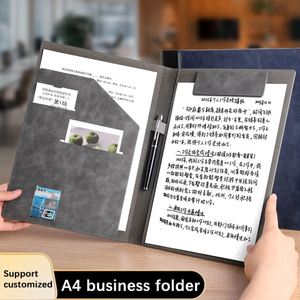 <b>A4</b> Writing Clipboard Office Business PU Leather <b>File</b> Folder with Card Slot Multi-Functional Conference Portfolio - Product Image 2