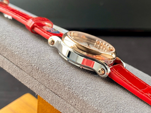 Montre mécanique étanche pour femme, petite, exquise, luxueuse, de haute qualité, Happy 5, avec diamants, bracelet rouge, Chopards - Product Image 4