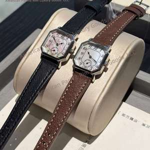 Reloj de Lujo para Mujer 2025, Analógico, Cuadrado, con Esfera de Cristal Pequeña, Correa de Cuero, Movimiento de Cuarzo, Cronómetro, Longines - Product Image 1