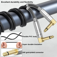 Kabel Audio Gitar ODM 6.35mm TS Mono Male-Male dengan Pelindung Foil, Konduktor Tembaga, Jaket PVC, Peredam Kebisingan, Tahan Lama untuk Speaker dan Mixer