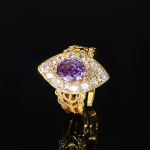 เครื่องประดับแฟชั่น แหวนทองแดงชุบทอง ประดับด้วยพลอยคอรันดัมสีแดงขนาด 7*9 มม. รูปดวงตาแห่งฮอรัส สไตล์เรโทรลึกลับ - Product Image 3