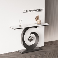 Console murale minimaliste de luxe léger en acier avec plateau en ardoise pour entrée, couloir ou placement en face de la porte