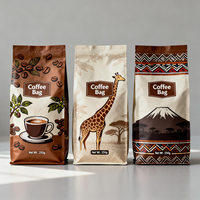 Sachet Doypack pour café de la série Direct Fabricant avec motifs Mandala Tribal et Mont Fuji, fermeture éclair refermable