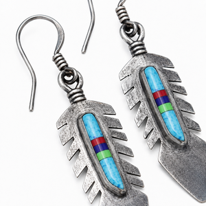 Orecchini Pendenti con Piume in Stile Etnico Vintage, Gioielli Ispirati ai Navajo Multicolore da Indossare Quotidianamente per Signore - Product Image 4