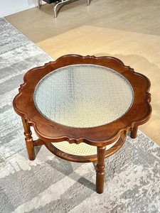 Traditional Wood Coffee <b>Table</b> with Tempered Glass Top and <b>Storage</b> Shelf for Living Room Furniture - Product Image 6