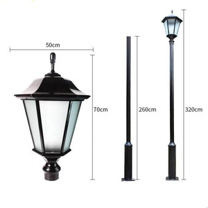 Lampadaire de jardin extérieur en laiton avec abat-jour en verre IP54 AC 220V Lumière LED 305cm de hauteur Détecteur de mouvement Blanc chaud Garantie 10 ans - Product Image 5