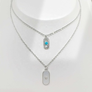 high quality plata 925 Silver Minimalist Pendant <b>necklace</b> Everyday Wear Turquoise Stone Geometric gold plated ladies <b>necklaces</b> - Product Image 4