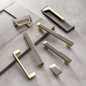 Tiradores Modernos Bicolor Dorado y Gris Ajustables para Cajones Ocultos de Cocina, Perillas de Aleación de Zinc para Gabinetes, Cómodas, Baños y Salas de Estar - Product Image 1