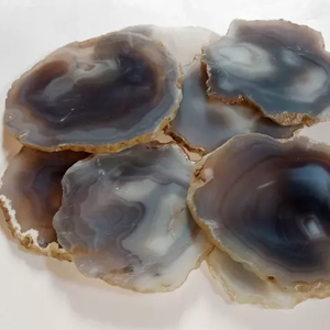 Natural <b>Agate</b> Crystal <b>Coaster</b> Golden Plated Irregular Gemstone Plate Handmade Decor for Home Gift - Product Image 4