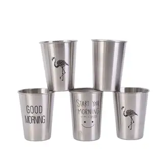 Ju Sheng 304 Camping Single Wall Beer Cup Stainless Steel Pint 500ml Printing 16oz Mugs Unique Coffee Mug Modern Single Opp Bag
