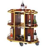 Chariot à boissons moderne pour hôtel, accent doré, 3 étagères, chariot de service à vin mobile, chariot de service de boissons pour restaurant, restauration commerciale, verrouillable