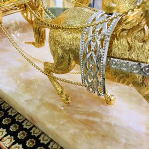 Relógio de mesa estilo medieval, horso de cobre dourado de luxo com base de mármore, relógio antigo desenhado em latão e ouro - Product Image 5