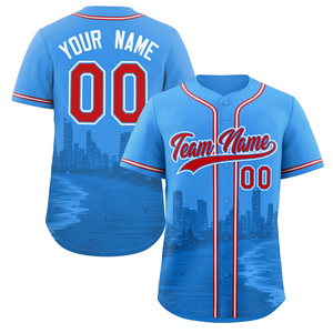 Maglie da Baseball Unisex Personalizzate City Connect Azzurro Chiaro con Nome e Numero Stampati, Taglie Grandi, 100% Poliestere, Personalizzabili all'Ingrosso - Product Image 1