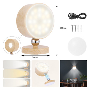 Warm White 3500K Touch Control Magnetic <strong>Wall</strong> <strong>Light</strong> with Wood Grain Finish for <strong>Nursery</strong> and Kids Room with Cordless Design - Product Image 2
