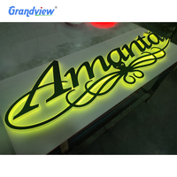 Panneaux d'affichage commerciaux intérieurs, enseignes lumineuses à LED, enseignes de magasin de détail, hall d'accueil, bureau, lettres en acrylique rétroéclairées, lettres en relief 3D sur le mur