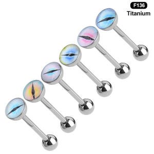 Anting-anting lidah gaya Clover Cat Eye Gradient Y2K yang edgy, tindik lidah, F136 Titanium Enamel, perhiasan tindik tubuh - Product Image 1