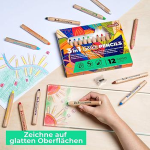 Professionnel 6/12 pièces 3 en 1 boisé jumbo <span class=keywords><strong>crayons</strong></span> de cire boîte emballée lapices de colores conception personnalisée crayon producteur crayon de cire - Product Image 6
