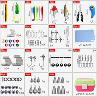 Kit de Pesca de 144 Piezas/Juego, Juego de Señuelos, Señuelos Blandos, Señuelos Duros, Anzuelos, Plomos, Emerillones, Alicates, Caja de Pesca, para Lubina, Trucha, Lucio