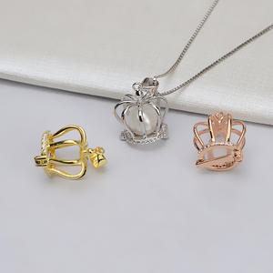 Wenchi Japonés Coreano Plata S925 Soporte Vacío para Colgante de Perla con Diseño de Jaula de Corona Tridimensional, Accesorio DIY, Modelo 14395, Hecho en China - Product Image 2