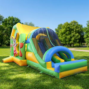 Customized Color <b>Inflatable</b> Bounce Castle with Slide and Trampoline PVC Material Fireproof & Waterproof Easy Setup - Product Image 1