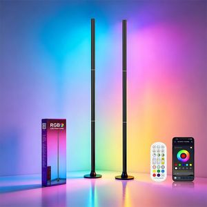 Lámpara de Pie Inteligente Moderna con Control Remoto, Sincronización Musical y 16 Millones de Colores DIY <span class=keywords><strong>RGBIC</strong></span>, Lámpara <span class=keywords><strong>LED</strong></span> para Dormitorio - Product Image 1