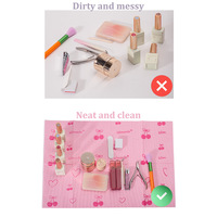 Tapis de table jetable pour nail art, imprimé cœurs cerise roses, imperméable, repose-mains pour salon de manucure, housse de table en papier pour manucure