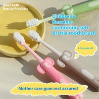 Brosse à dents au fluorure pour enfants, motif éléphant de dessin animé, 3-10 ans, poils doux en nylon 610, design mignon, Hao Tooth PP+TPR, pour la maison