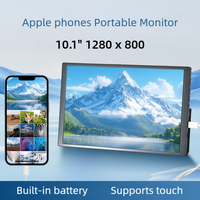 Layar Portabel IPS LCD 10,1 Inci dengan Baterai Terintegrasi, Resolusi 1280x800, Refresh Rate 60Hz, Antarmuka Tipe-C, Kontrol Sentuh