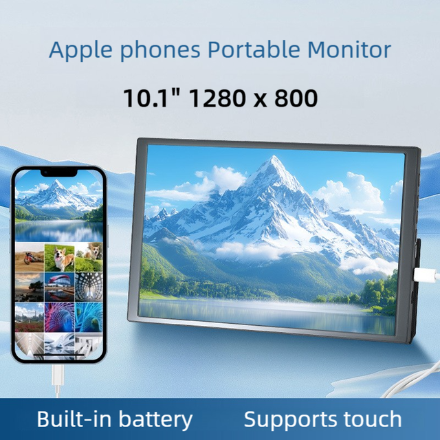 10.1-Inch IPS LCD Portable Display Built-In Battery 1280x800 Resolution 60Hz Refresh Rate Type-C Interface Touch Control