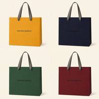 Sac de shopping en papier de luxe personnalisé avec logo en feuille d'or, emballage cadeau haut de gamme, fabricant OEM