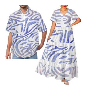 Hawaii phong cách nhiệt đới bãi biển Kỳ nghỉ v-cổ ăn mặc kích thước lớn vài trang phục Ladies 'casual ăn mặc và người đàn ông của Aloha Áo sơ mi - Product Image 2