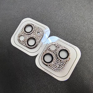 Protector de lente de cámara de diamante brillante de lujo para <span class=keywords><strong>iPhone</strong></span> 11 12 13 14 15 16 17 ProMax película protectora de lente de vidrio de aleación de aluminio - Product Image 3