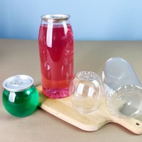 Pot en plastique PET transparent avec couvercle en aluminium, récipient vide transparent pour sodas, jus, thé, café, emballage de collations