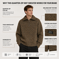 Pull en maille personnalisé pour homme, col quart zippé, coupe oversize, épais, hiver, décontracté, ourlet côtelé, style streetwear