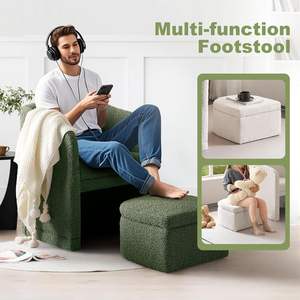 <span class=keywords><strong>Fauteuil</strong></span> moderne en tissu vert pouf avec repose-pieds chaise d'appoint <span class=keywords><strong>confortable</strong></span> <span class=keywords><strong>pour</strong></span> les petits espaces de vie meubles de maison <span class=keywords><strong>pour</strong></span> la lecture - Product Image 4