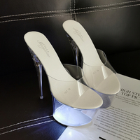 Chaussures de pole dance pour filles, 17 cm, lumineuses à LED, design sexy avec lanière de cheville, légères, rembourrées, recyclables