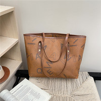 Sac fourre-tout tendance en PU de style coréen pour femme avec imprimé lettres, sac à bandoulière pour l'été, élégant, grande capacité, sac à main pour usage quotidien