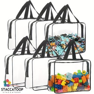 Ensemble de sacs de rangement transparents, 6 pièces, sacs d'organisation de jouets imperméables en PVC pour enfants, sacs de rangement pour voyage, plage, maquillage - Product Image 4