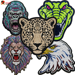 Parches Bordados Personalizados al por Mayor, Grandes, de Animales Salvajes, con Lentejuelas Brillantes y Chenilla, Autoadhesivos para Ropa - Product Image 1