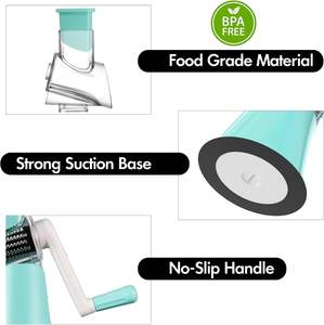 Mandoline ronde, trancheuse, moulin à noix, râpe à fromage rotative avec 3 lames en acier inoxydable - Product Image 3